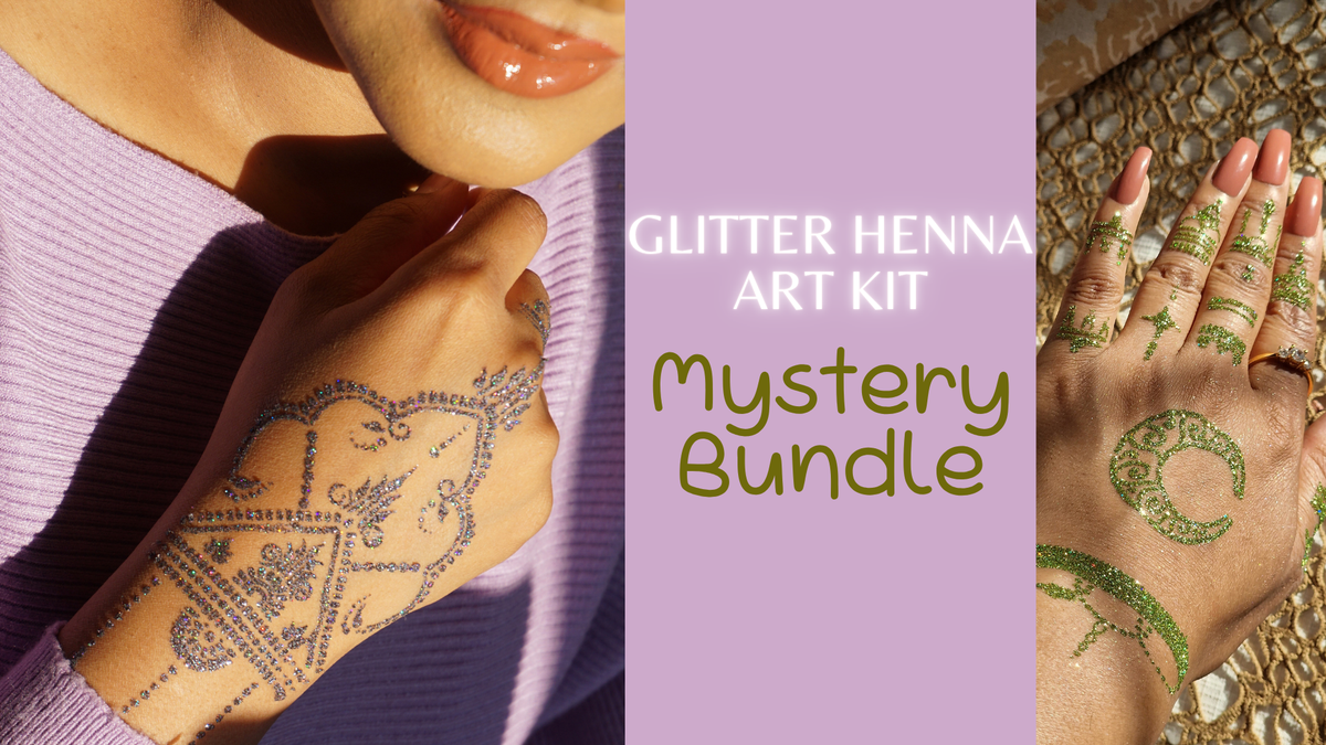 Kit de arte de henna con purpurina