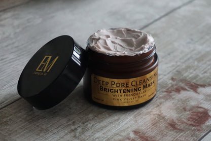 French pink clay face mask. Deep pore cleansing face mask. Brightening face mask